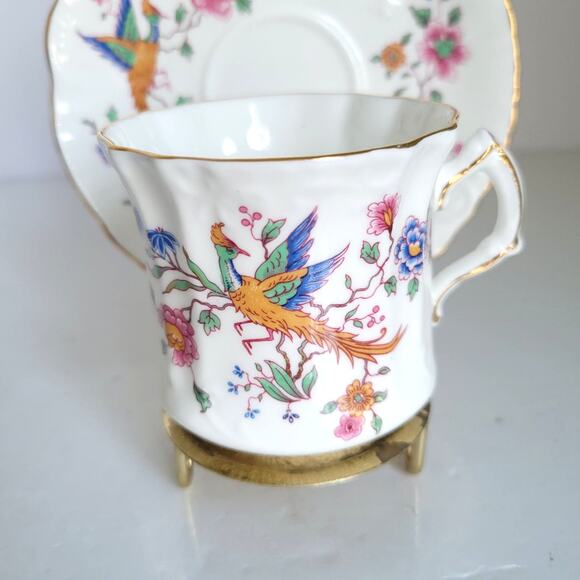 Hammersley Spode Cup Saucer Bird Of Paradise Bone China England Pink Floral - Picture 2 of 7